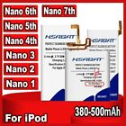 HSABAT 380mAh-500mAh Battery for iPod Nano 1 2 3 4 5 6 7 4th 5th 6th 7th 1st 2nd