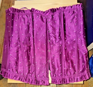 pink/purple corset Women Lace Up Boned Burlesque Basque Overbust Bustier  6xl - Picture 1 of 3