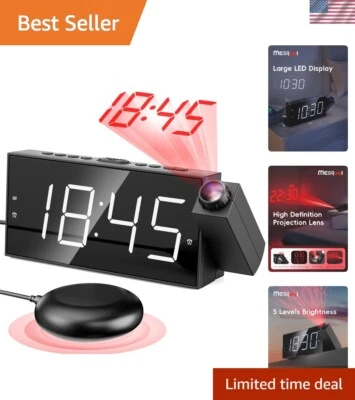 Projection Digital Alarm Clock with Bed Shaker for Bedroom, Extra Loud Alarm ... - Image 1 of 4