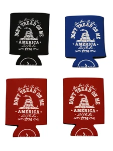 Set of 4 - Nineline Apparel / Don't Tread On Me Beer or Can Koozie Coolers - Picture 1 of 2