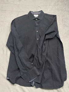 Cactus Man Dress Shirt Mens Large Dark Blue White Polka Dots Long Sleeve - Picture 1 of 4