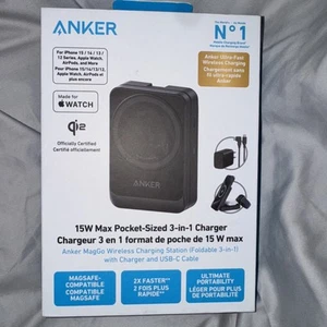 Chargeur sans fil Anker MagGo 15W Max Pocket Size 3 en 1 Apple MagSafe. - Photo 1 sur 11