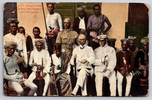 Group of Moro Dattos Datus Jolo Philippines Philippine Islands 1912 Postcard - Picture 1 of 2