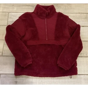 Victoria's Secret PINK Sherpa Teddy 1/4 Half Zip Pullover Hoodie weinrot S Small - Bild 1 von 6