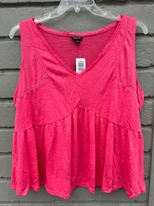 Torrid Women’s V Neck Babydoll Tank Top Size 2X 18-20 Honeysuckle Pink - Picture 1 of 3