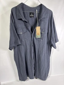 Prana Hayes Coal Organic Cotton Button Down Short Sleeve Tee XL NWT - Picture 1 of 7