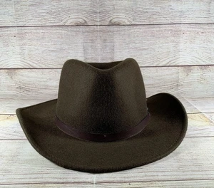 Perry Ellis Portfolio Hombres Talla XL 100% Lana Fedora Outback Sombrero Marrón - Imagen 1 de 15