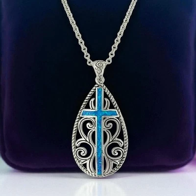 Montana Silversmiths Filigree Water Lights Cross Necklace Retail $65 ~ New! - Image 1 of 4