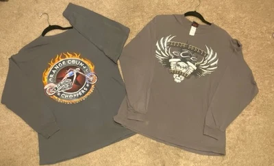Orange County Choppers Vintage Y2k Lote De 2 Camisas Talla L Moto Manga Larga Foto 1 de 4