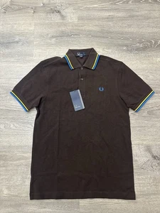 Fred Perry Twin Tipped Polo Shirt Brown Men’s Small - Picture 1 of 7