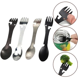 Multifunctional Camping Fork Spoon 5 in 1 Tool Rust resistant Stainless Steel - Picture 1 of 16