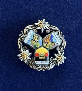 TRIER/BERNKASTEL/DEUTSCHLAND TRAVEL PIN BADGE/WREATH/EDELWEISS/ 1-3/8" DIAMETER - Picture 1 of 2