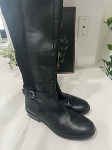 Me Too Boots Women's Size 10m Dasha Black Leather Riding Buckle Knee Hi - Picture 1 of 11