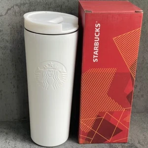 Nuevo en caja Vaso Starbucks 16oz Blanco atemporal Brillante Acero Inoxidable 16oz Caliente y Frío - Imagen 1 de 5