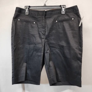 Versona Women's 16 Black Bermuda Shorts 10" contemporary Lower Rise - Picture 1 of 8
