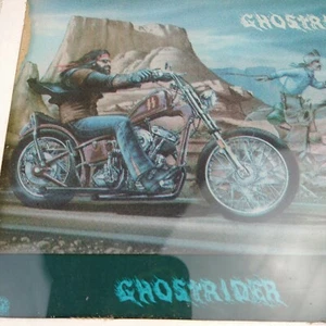 Vintage GHOSTRIDER Mirror Art 8" x 8" Awesome Graphics Biker Carnival Prize - Picture 1 of 3