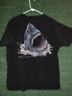 Great White Shark T-Shirt L Black Big Print Double Graphic Animal Tee