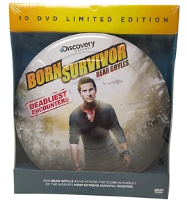 Bear Grylls Born Survivor 10 DVDs Limited Edition Box Set Round Tin Case Sealed - Picture 1 of 7