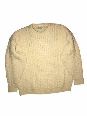 Suéter Carraig Donn Aran Para Hombre XL Crema Cable Tejido Pescador Lana Pura Irlanda Foto 1 de 4