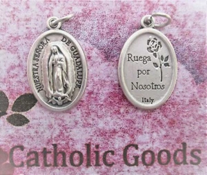 Nuestra Senora de Guadalupe - Spanish- Italian Silver tone Die Cast OX 1" Medal - Picture 1 of 3