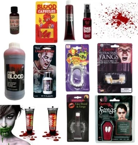 Halloween Fancy Dress Theatrical Makeup Special FX Fake Blood Fangs Liquid Latex - Picture 1 of 15