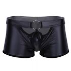 Men's Black Wet Look Leather Boxer Briefs Sexy Temptation Underwear (M 4XL)
