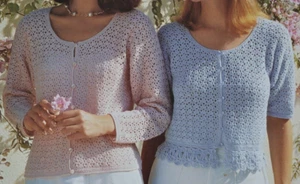 (91) Crochet Pattern To Make Ladies 4-ply L/S Sleeved Cardigans Sizes 32"-42" - Imagen 1 de 4