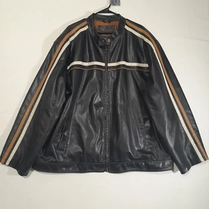 Vintage Arizona Jean Company Jacket Mens 3XL Black Faux Leather Motocycle Coat - Picture 1 of 15
