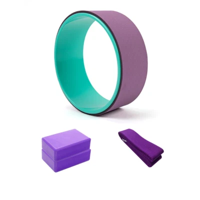  Yoga Fitness Exercise Block Brick Foam 2pc & Yoga Wheel & Yoga Strap Set - Image 1 of 4