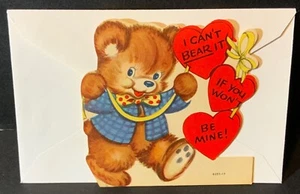 VTG Valentine Card UNUSED Anthropomorphic “I Can’t Bear it If You Won’t Be Mine” - Picture 1 of 3