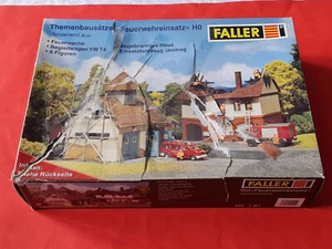 Großer Eisenbahn Modellbausatz "Feuerwehreinsatz" von Faller Spur HO in OVP !!! - Bild 1 von 11
