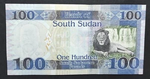 Südsudan 100 Pounds Schein von 2019 Pick-15d Löwe und Wasserfall Neu - UNC - Bild 1 von 2