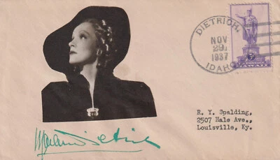 MARLENE DIETRICH Original Autogramm Briefumschlag 1937 Tintensignatur selten - Bild 1 von 3