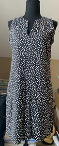 LAND'S END Women's Black Polka Dot V-Neck Dress w/Side Pockets Sz XS 2-4 - Picture 1 of 7