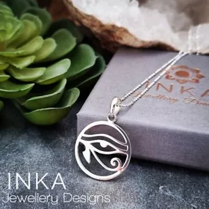 Inka Sterling Silver 16" Necklace with Beautiful Eye of Horus Ra pendant - Picture 1 of 2