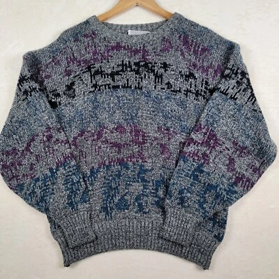 Vintage Men's  Size XL Gray/Purple/Blue Acrylic/Cotton By Method Korea - Image 1 of 4