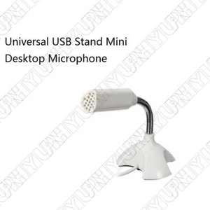 1 x Universal White Desk Stand Adjustable USB Stand Mini Desktop Microphone Mic - Picture 1 of 5