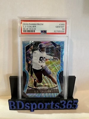 2019 Panini Prizm Football #380 L.J. Collier Blue Wave Prizm PSA 10- POP 1- /199 - Image 1 of 2
