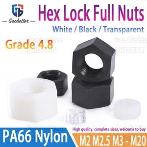 M2 M2.5 M3 M4 M5 M6 M8 M10 - M20 Hex Lock Full Nuts Nylon Plastic Grade 4.8 - Picture 1 of 39