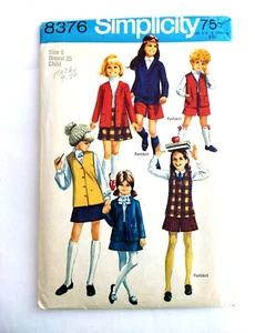 Vintage Sewing Pattern Simplicity 8376 Size 6 Childrens Girls Jacket Vest Skirt - Picture 1 of 8