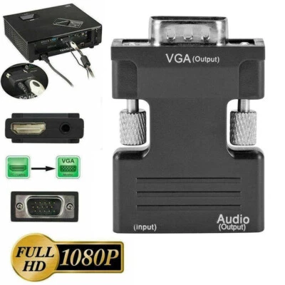 1080P HDMI Female to VGA Male Adapter with Audio Output Cable Converter Cord 1PC - Image 1 of 4