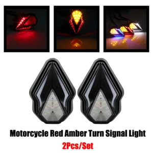 Universal Motorcycle Red Amber Flush Mount Turn Signal Light Blinker Indicator - Picture 1 of 20