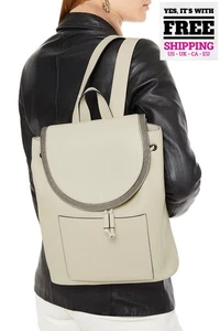 RRP€3700 BRUNELLO CUCINELLI Leather Flap Backpack Monili Beads Trim Drawstring - Picture 1 of 11