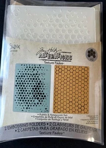 Sizzix Texture Fades Embossing Folders - Bubble & Honeycomb Set 657846 - Picture 1 of 4