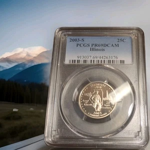 2003-S SILBER 25C ILLINOIS STATEHOOD QUARTER PCGS PR69DCAM - Bild 1 von 12