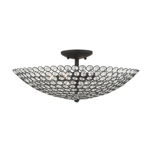 Livex Lighting 40447 Cassandra 4 Light 20"W Semi-Flush Bowl - Black - Picture 1 of 12