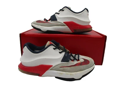 Nike KD7 Youth Size 6Y White Red Navy USA Basketball Sneakers 669942-100 (1D8) - Image 1 of 4