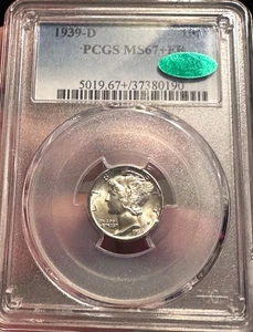 š„ 1939-D Mercury Dime PCGS MS67+ FB CAC ā Full Bands, Monster Eye Appeal! - Picture 1 of 2