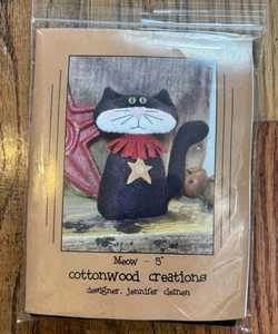 New 5" Meow Kitty Cat Pattern Cottonwood Creations Sewing Crafting Decor Kit 627 - Picture 1 of 2