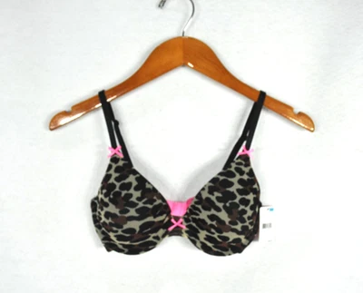 Betsey Johnson Women’s Bra 32C Black Brown Camo Mesh Lacey Scalloped Balconette - Image 1 of 4